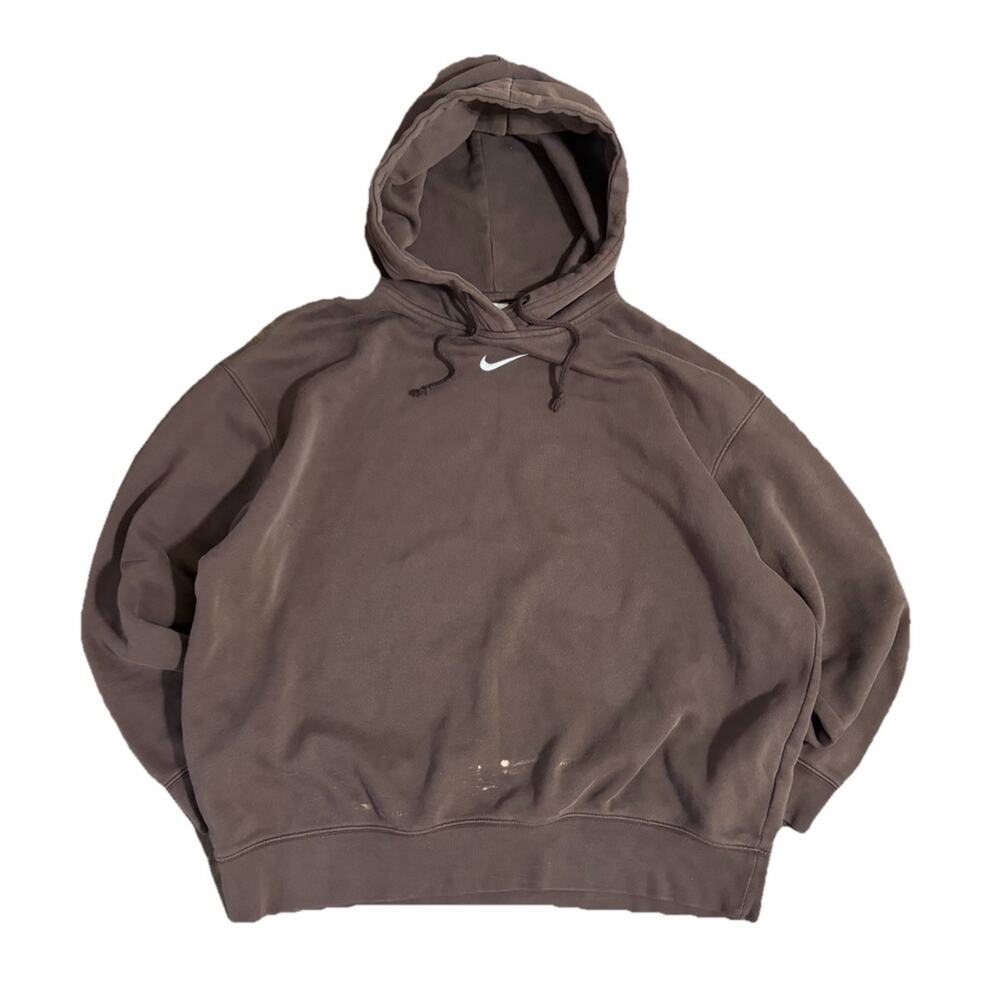 Nike Center Swoosh Pullover Hoodie, Brown, Size Medium